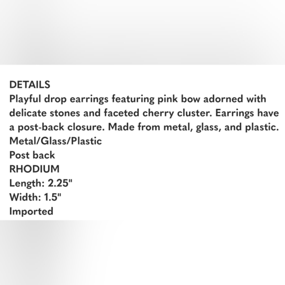 ✨️🍒 New Betsey Johnson THINK PINK CHERRY DROP EARRINGS MULTI ✨️🍒 - Picture 6 of 6